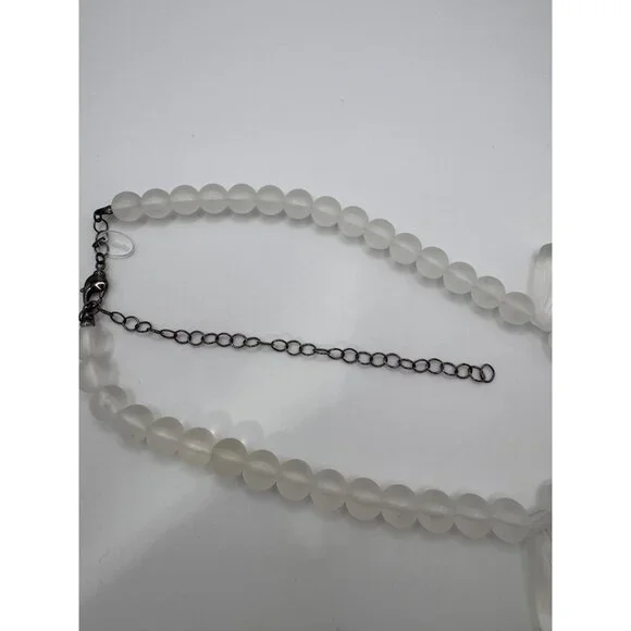 Leetie Lovendale Clear Frosted Lucite Art Deco Collar Necklace | Statement - Picture 4 of 6